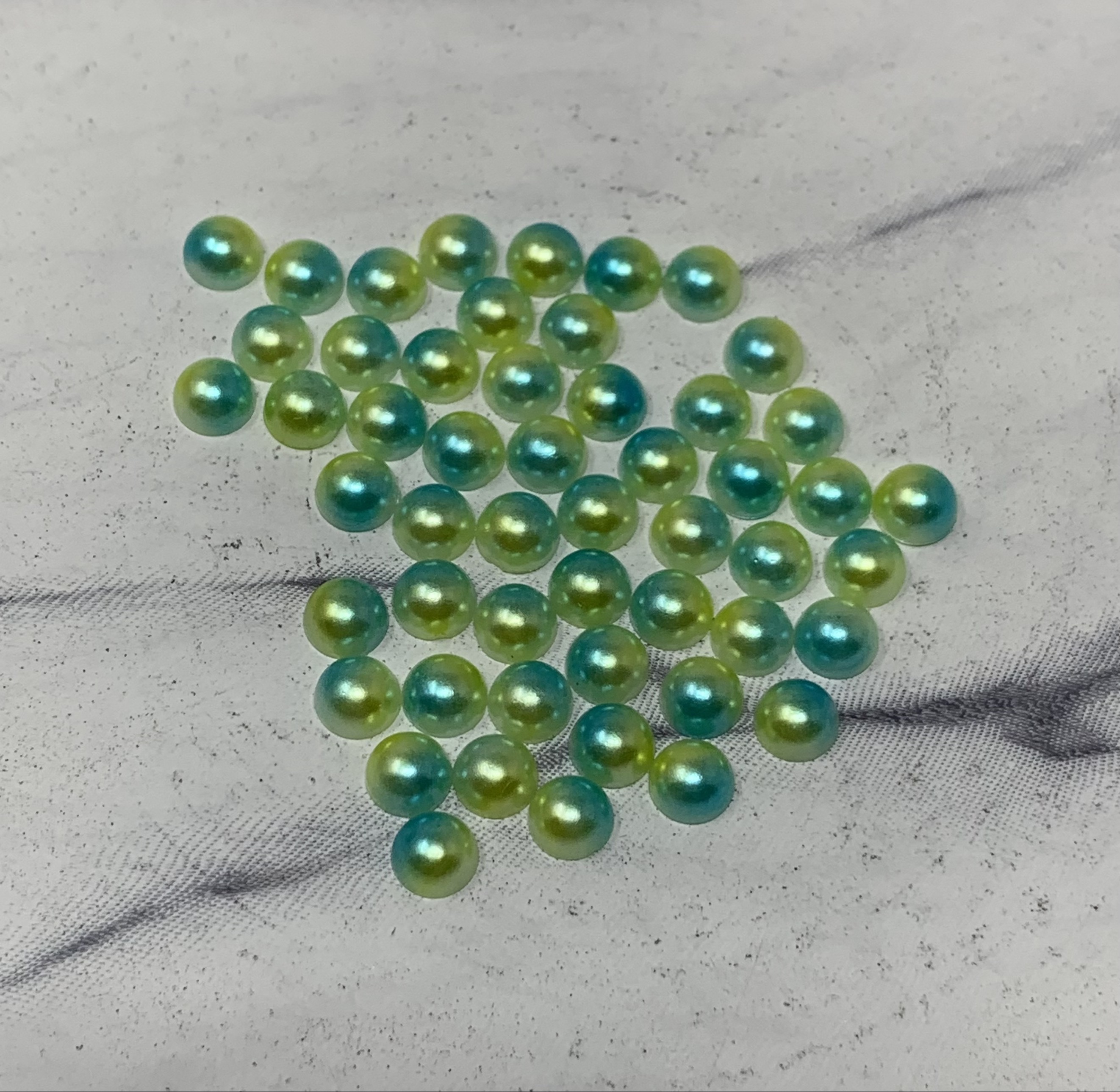 5MM Flat Back Two-Toned Pearls- Green