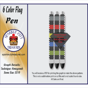 6 Color Flag Pen Rhinestone Pattern