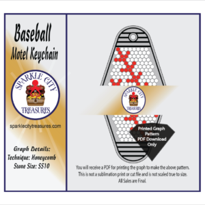 Baseball Motel Keychain Rhinestone Pattern