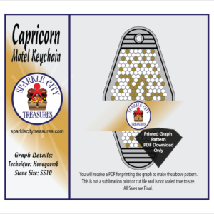 Capricorn Motel Keychain Rhinestone Pattern