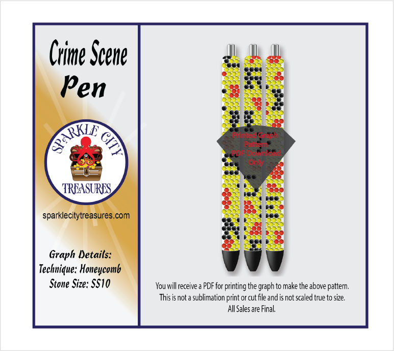 Crime Scene Pen Rhinestone Pattern