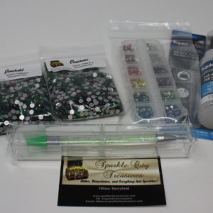 Emerald Flat Back Glass (Non Hot-fix) Rhinestones Starter Pack