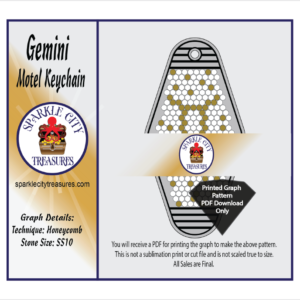 Gemini Motel Keychain Rhinestone Pattern