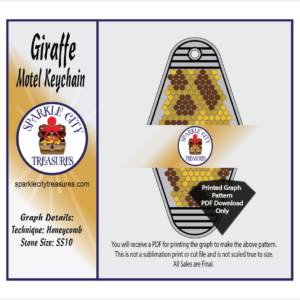 Giraffe Motel Keychain Rhinestone Pattern