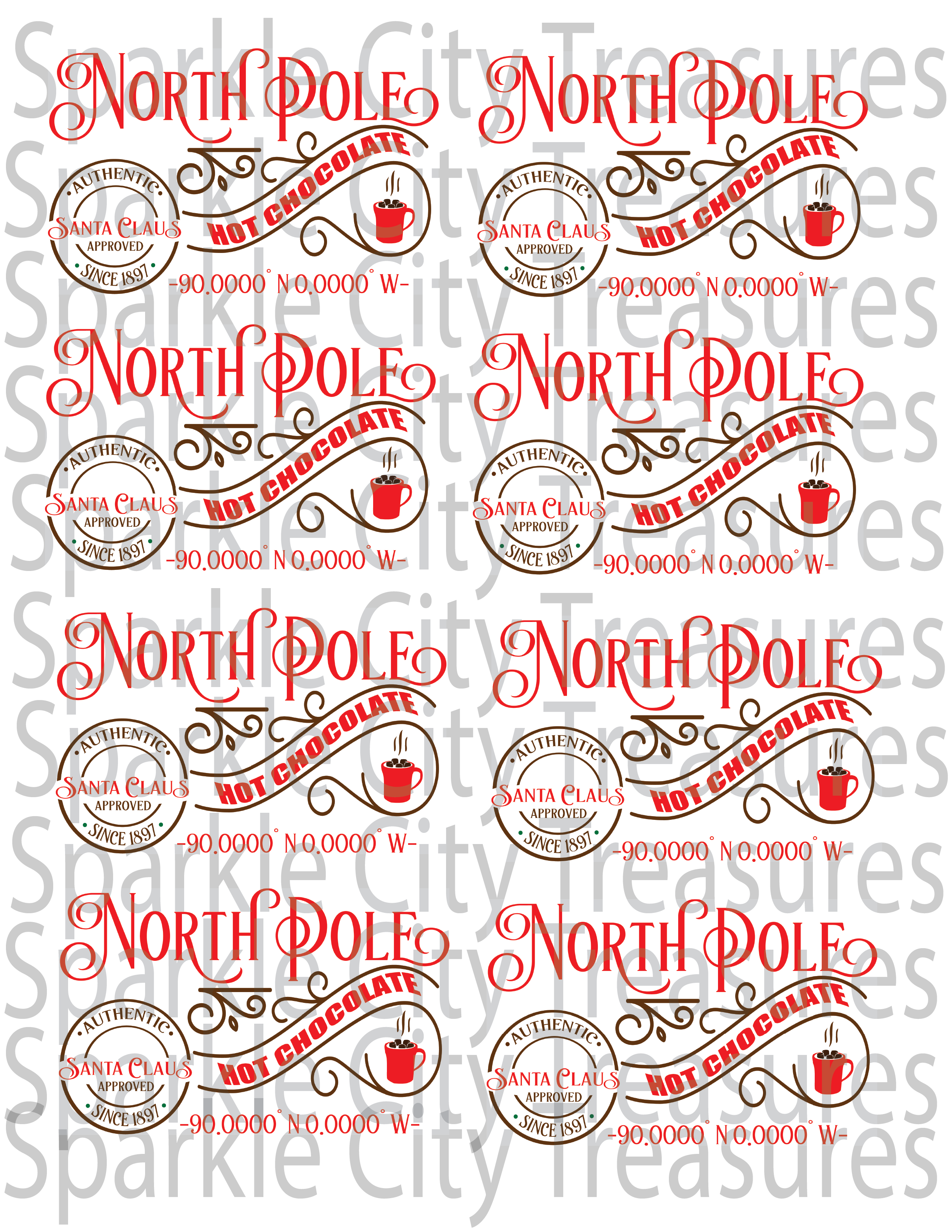 North Pole Hot Chocolate Waterslide Decal - Sparkle City Treasures