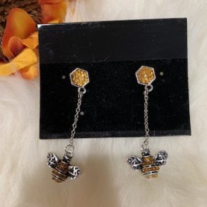 Honeycomb Bee Dangle Earrings