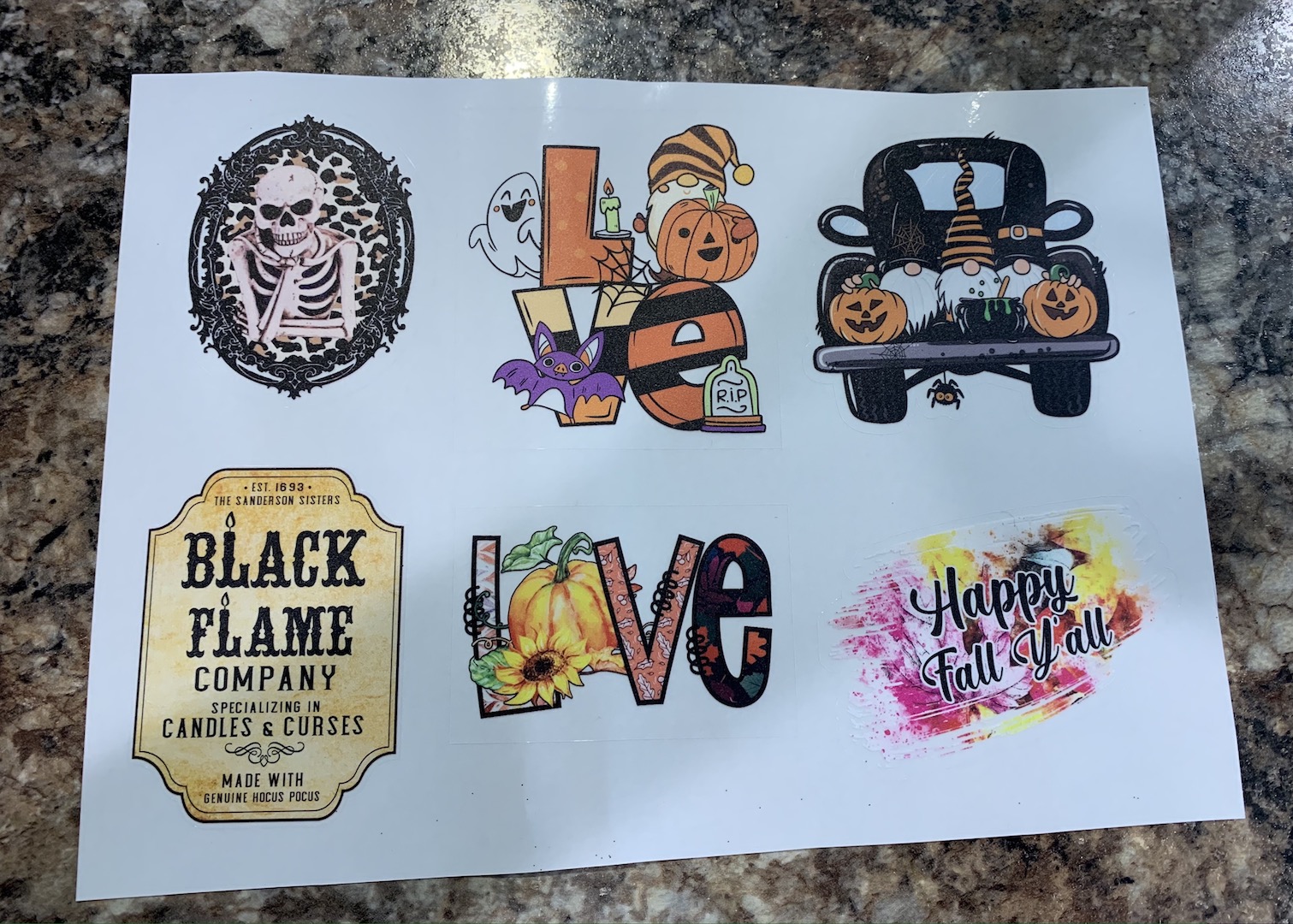 Fall Love Decal Sheet - Tru Color Tumbler Decals - Sparkle City