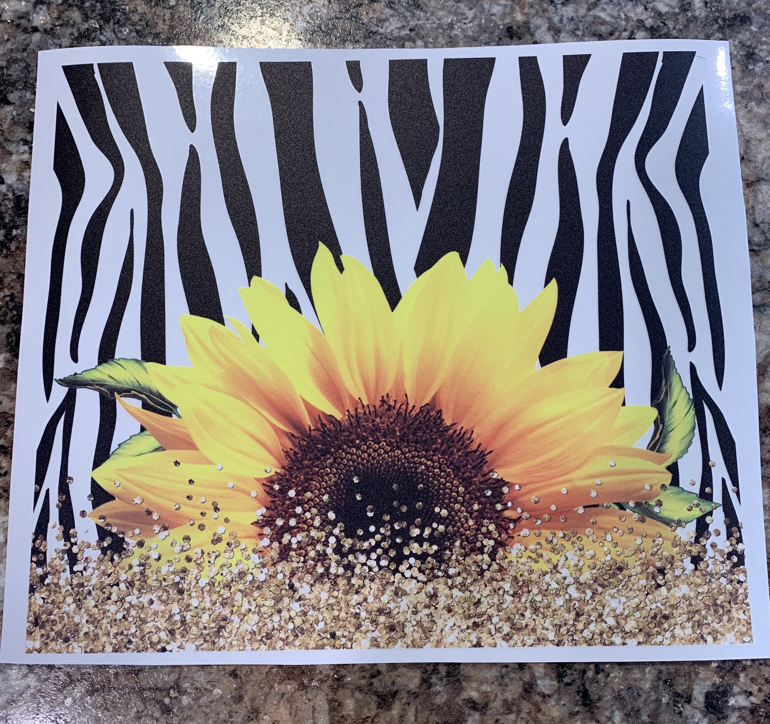 Sunflower Zebra – 20 Oz Skinny Straight Tumbler Wrap
