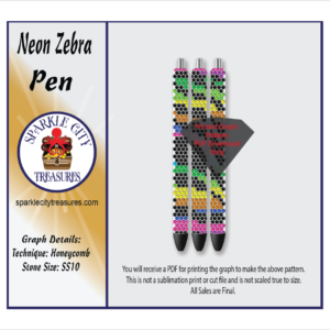 Neon Zebra Pen Rhinestone Pattern