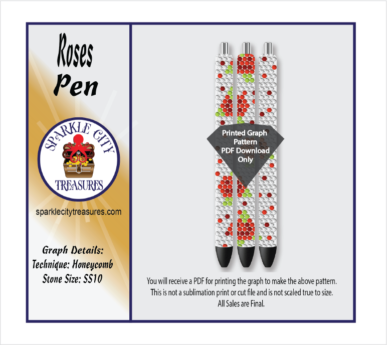 Roses Pen Rhinestone Pattern