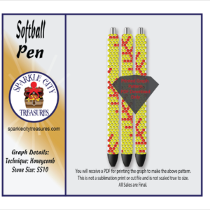 Softball Pen Rhinestone Pattern