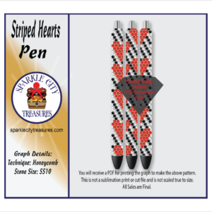 Striped Hearts Pen Rhinestone Pattern