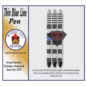 Thin Blue Line Pen Rhinestone Pattern