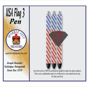 USA Flag 3 Pen Rhinestone Pattern