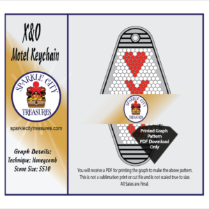 X & O Motel Keychain Rhinestone Pattern