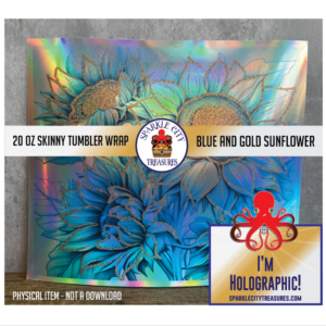 Blue and Gold Sunflower 20 Oz Skinny Straight Tumbler Wrap