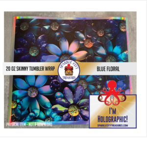 Blue Floral – 20 Oz Skinny Straight Tumbler Wrap